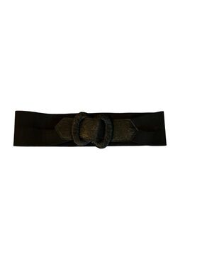 intage Black Faux Leather Wide Waist Cincher Belt